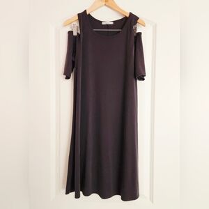 Acemi Gray Cold Shoulder Swing Dress